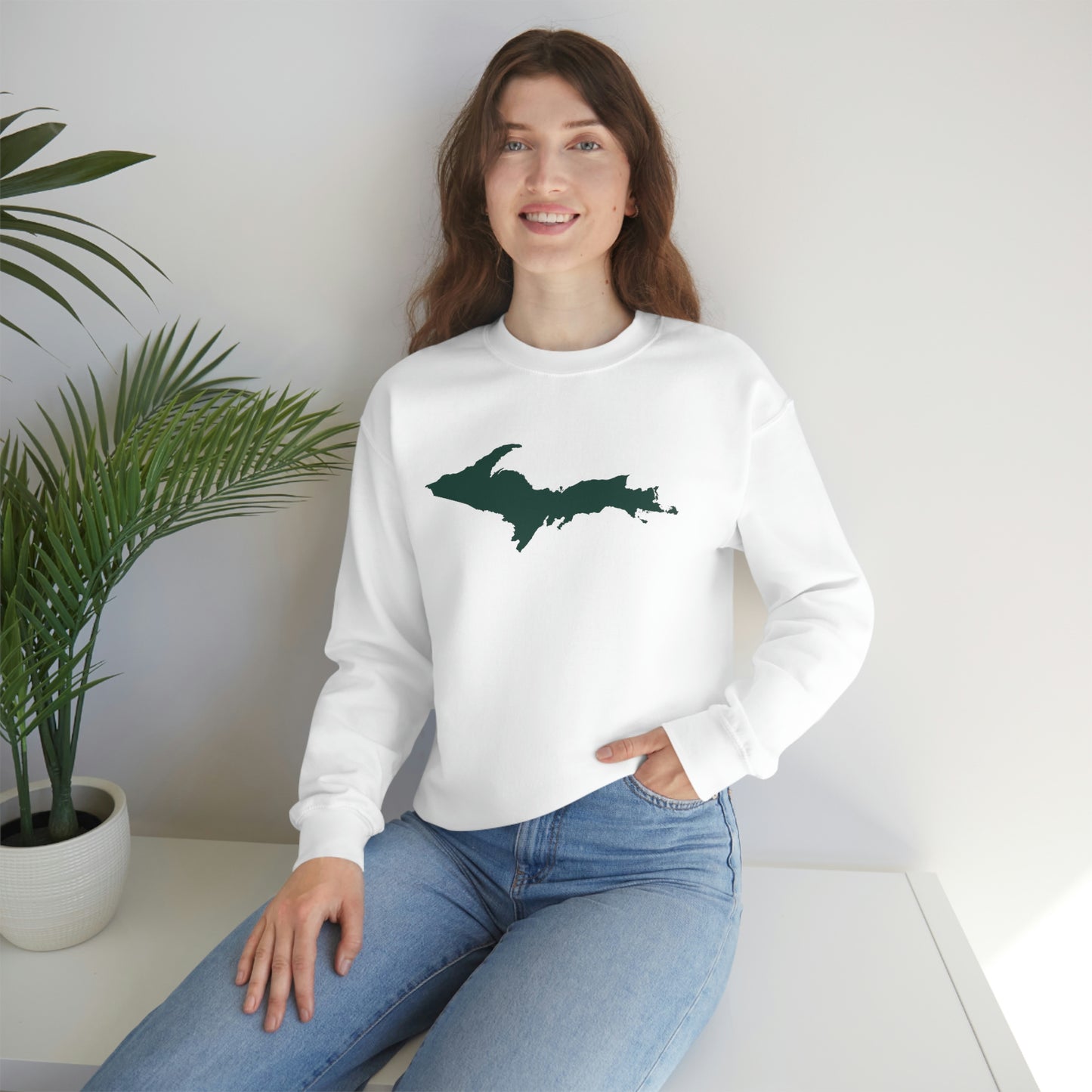 Michigan Upper Peninsula Sweatshirt (w/ Green UP Outline) | Unisex Standard