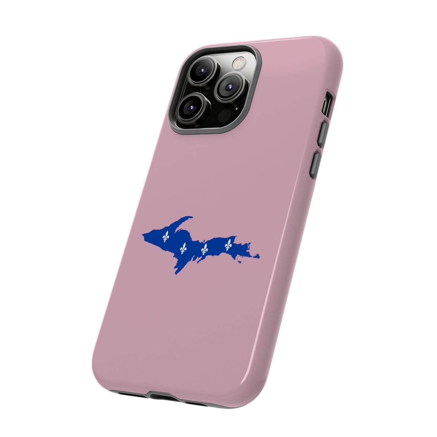 Michigan Upper Peninsula Tough Phone Case (Pink w/ UP Quebec Flag Outline) | Apple iPhone