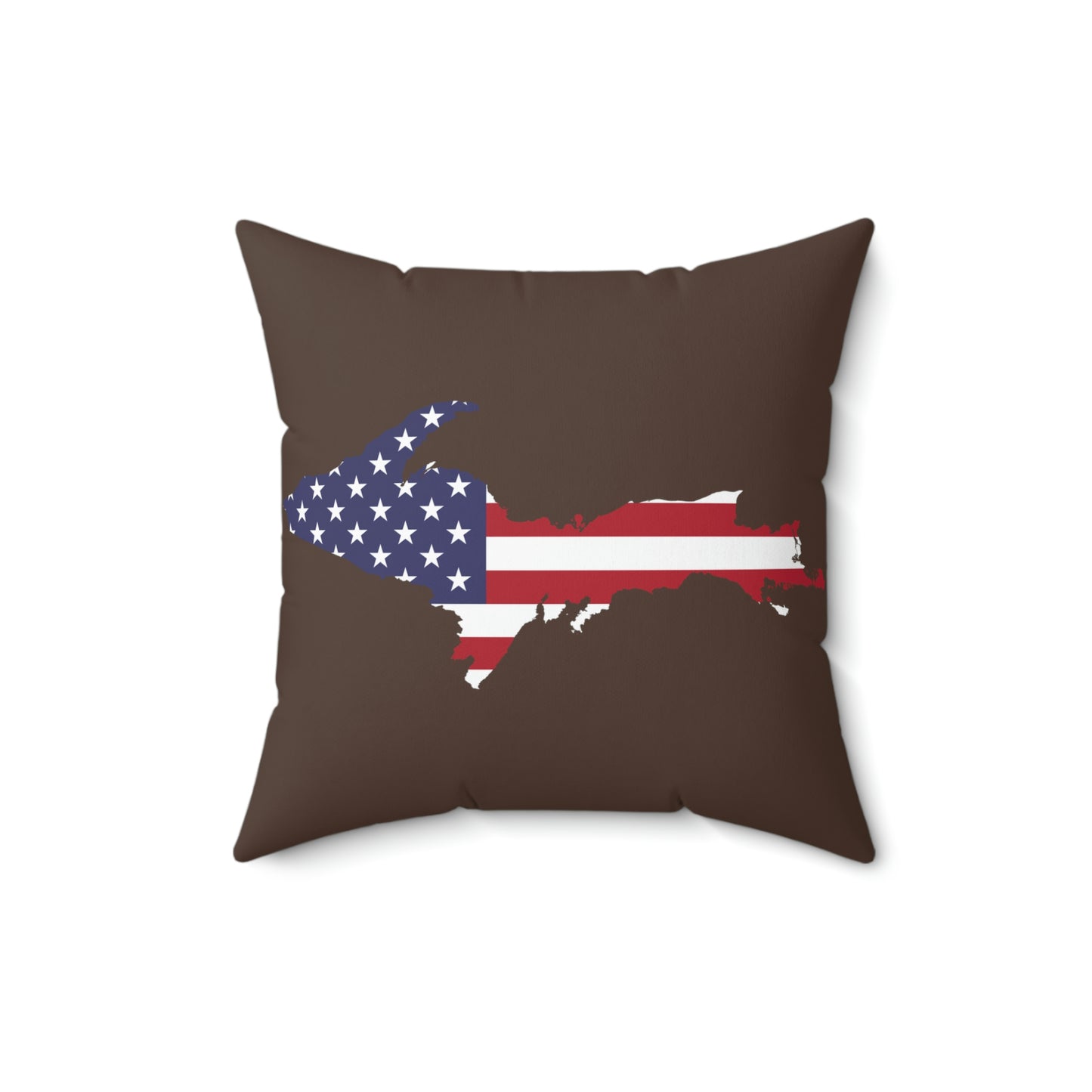 Michigan Upper Peninsula Accent Pillow (w/ UP USA Flag Outline) | Hickory Color