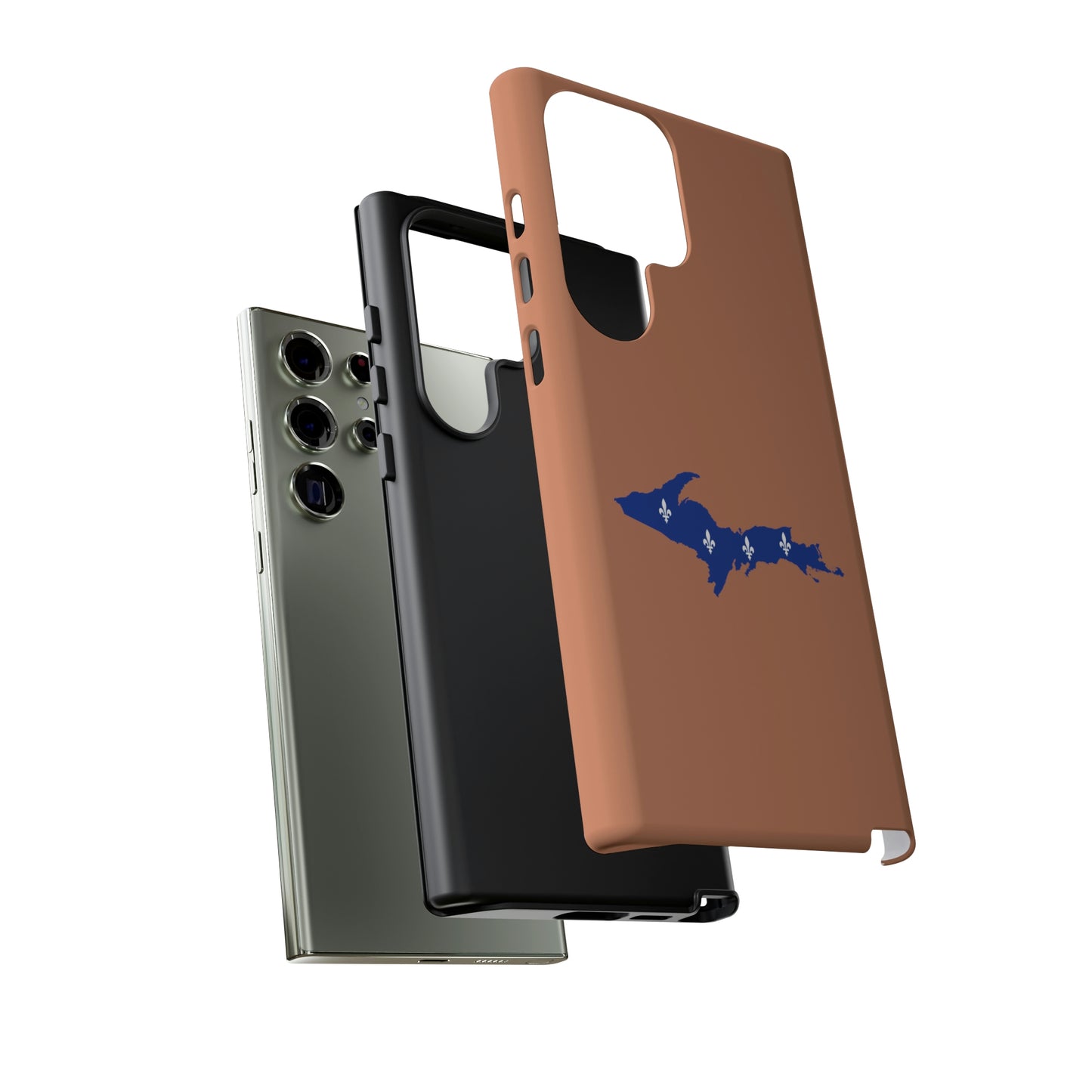 Michigan Upper Peninsula Tough Phone Case (Copper Color w/ UP Quebec Flag Outline) | Samsung & Pixel Android