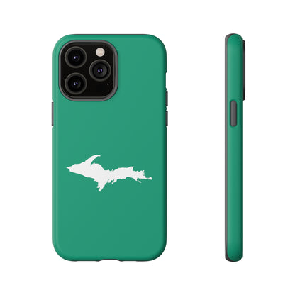 Michigan Upper Peninsula Tough Phone Case (Emerald Green w/ UP Outline) | Apple iPhone