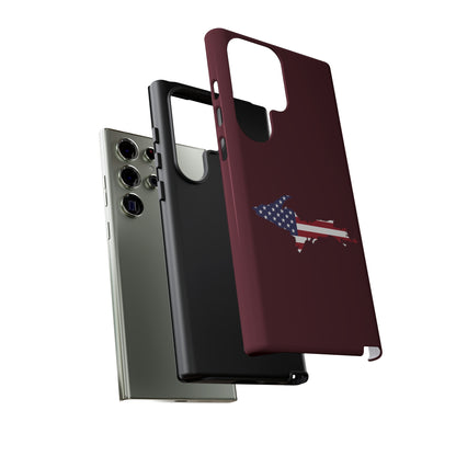 Michigan Upper Peninsula Tough Phone Case (Old Mission Burgundy w/ UP USA Flag Outline) | Samsung & Pixel Android