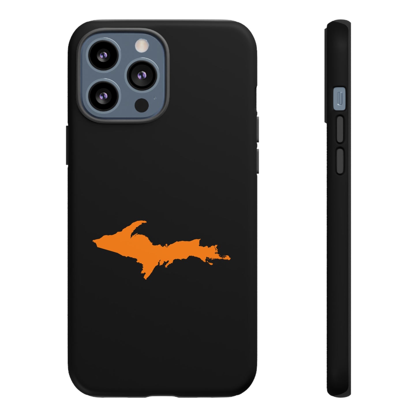 Michigan Upper Peninsula Tough Phone Case (Black w/ Orange UP Outline) | Apple iPhone