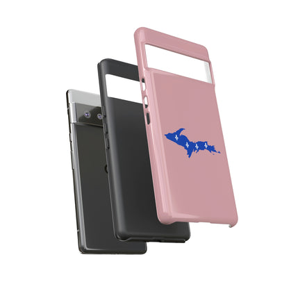 Michigan Upper Peninsula Tough Phone Case (Cherry Blossom Pink w/ UP Quebec Flag Outline) | Samsung & Pixel Android