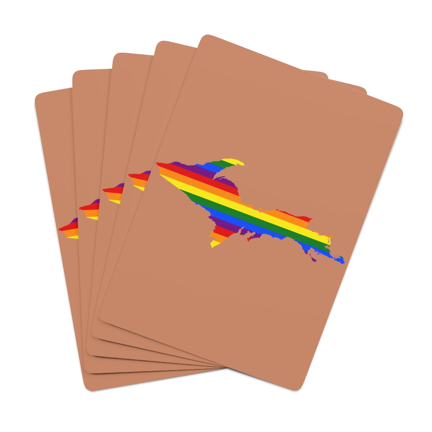 Michigan Upper Peninsula Poker Cards (Copper Color w/ UP Pride Flag Outline)