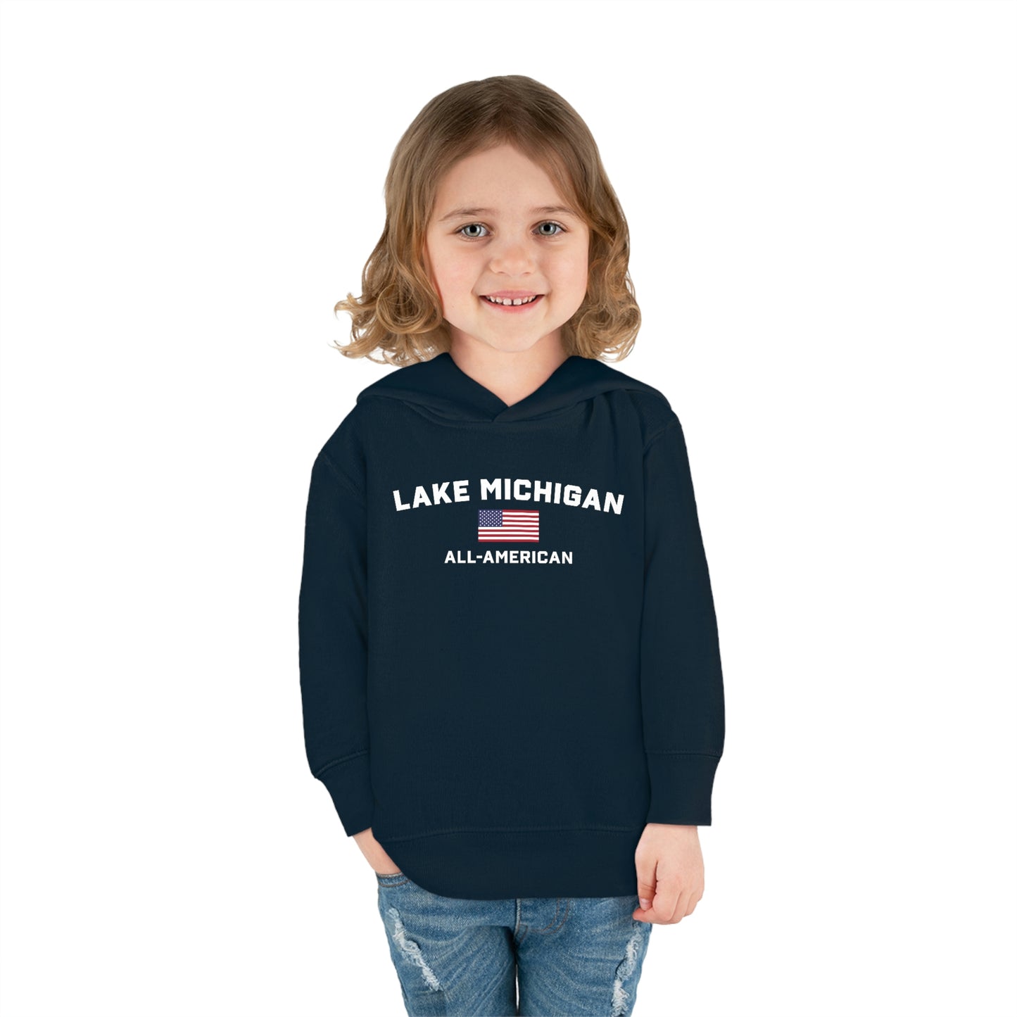 'Lake Michigan All-American' Hoodie (w/USA Flag Outline) | Unisex Toddler