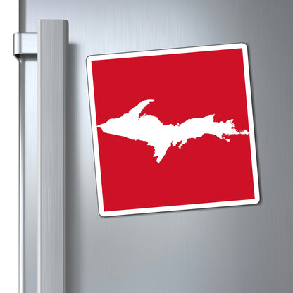 Michigan Upper Peninsula Square Magnet (Red w/ UP Outline)