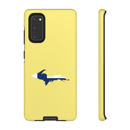 Michigan Upper Peninsula Tough Phone Case (Yellow Cherry Color w/ UP Finland Flag Outline) | Samsung & Pixel Android