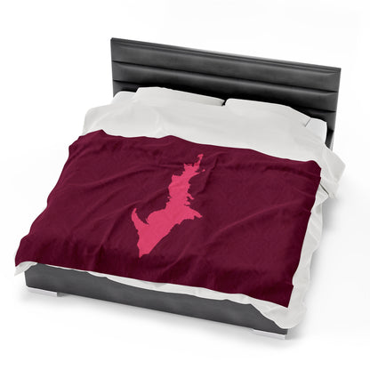 Michigan Upper Peninsula Plush Blanket (w/ Pink UP Outline) | Ruby Red