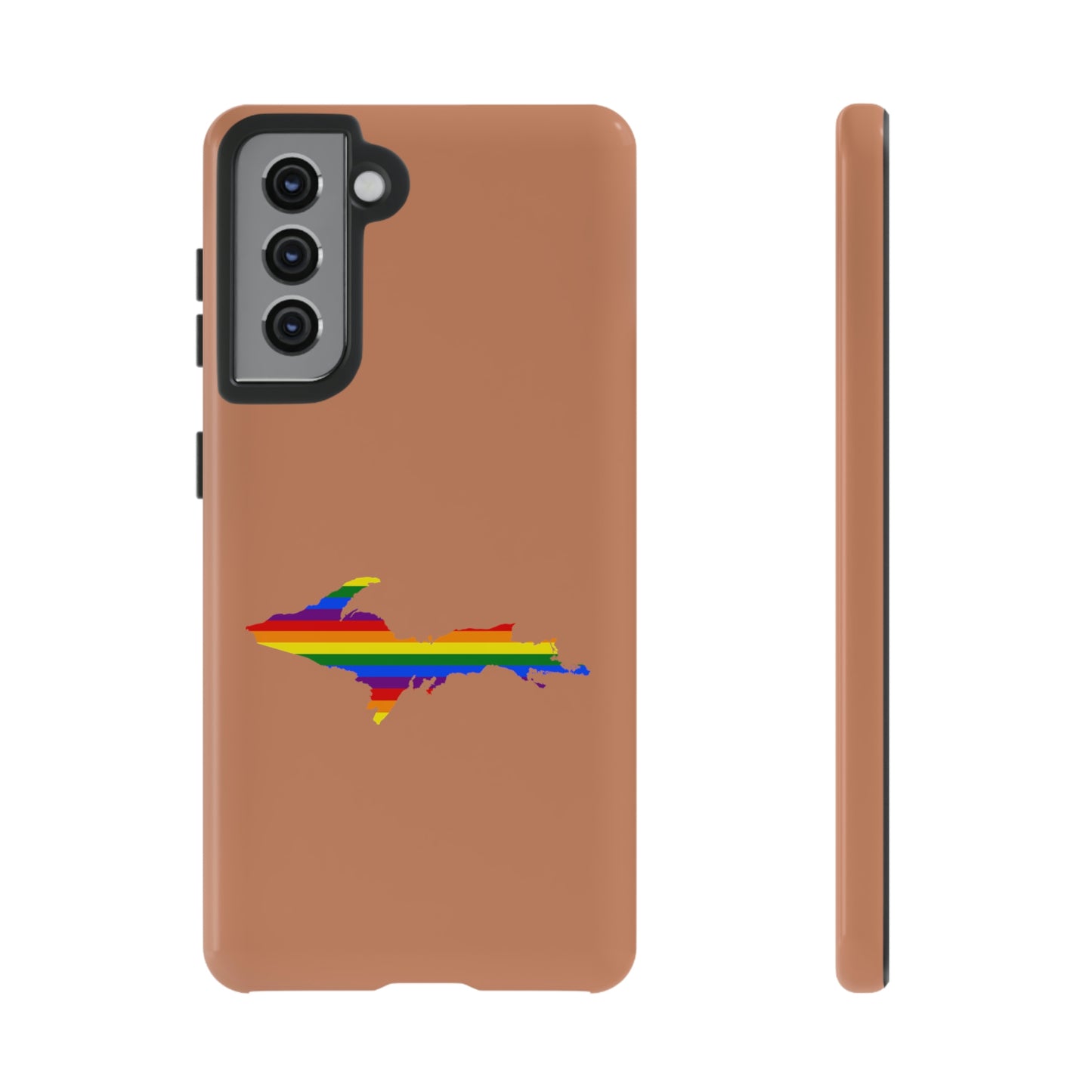 Michigan Upper Peninsula Tough Phone Case (Copper Color w/ UP Pride Flag Outline) | Samsung & Pixel Android