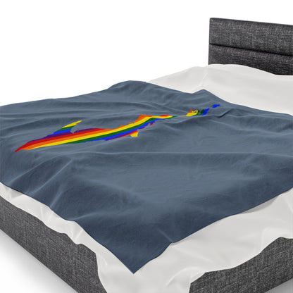 Michigan Upper Peninsula Plush Blanket (w/ UP Pride Flag Outline) | B-24 Liberator Grey