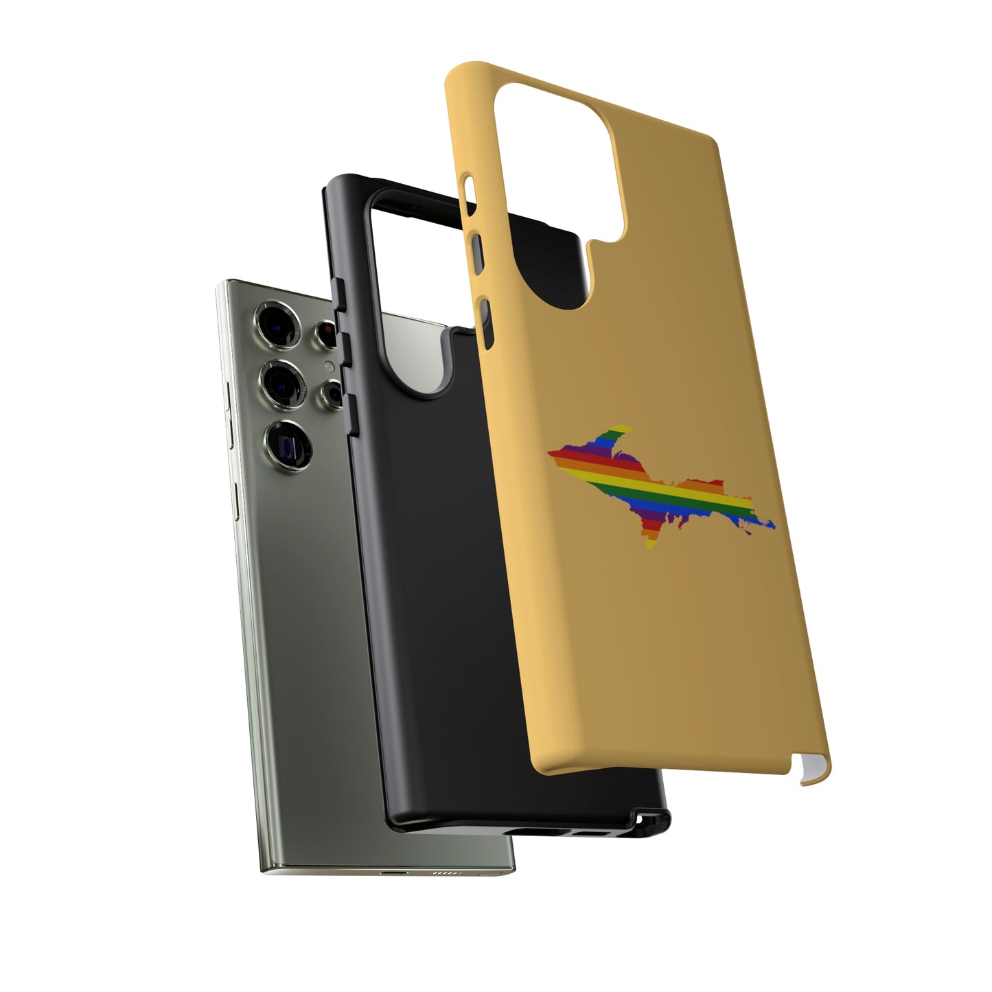 Michigan Upper Peninsula Tough Phone Case (Citrine w/ UP Pride Flag Outline) | Samsung & Pixel Android