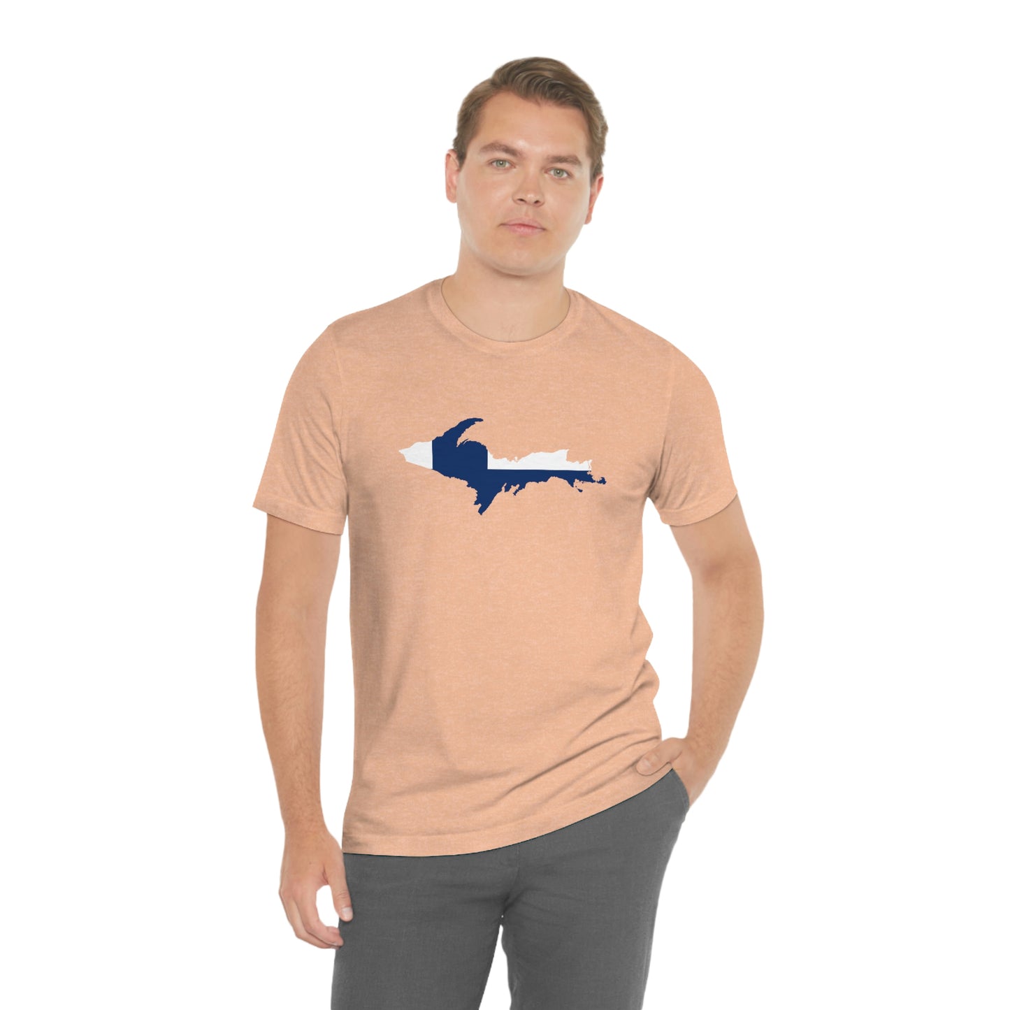 Michigan Upper Peninsula T-Shirt (w/ UP Finland Flag Outline) | Unisex Standard Fit