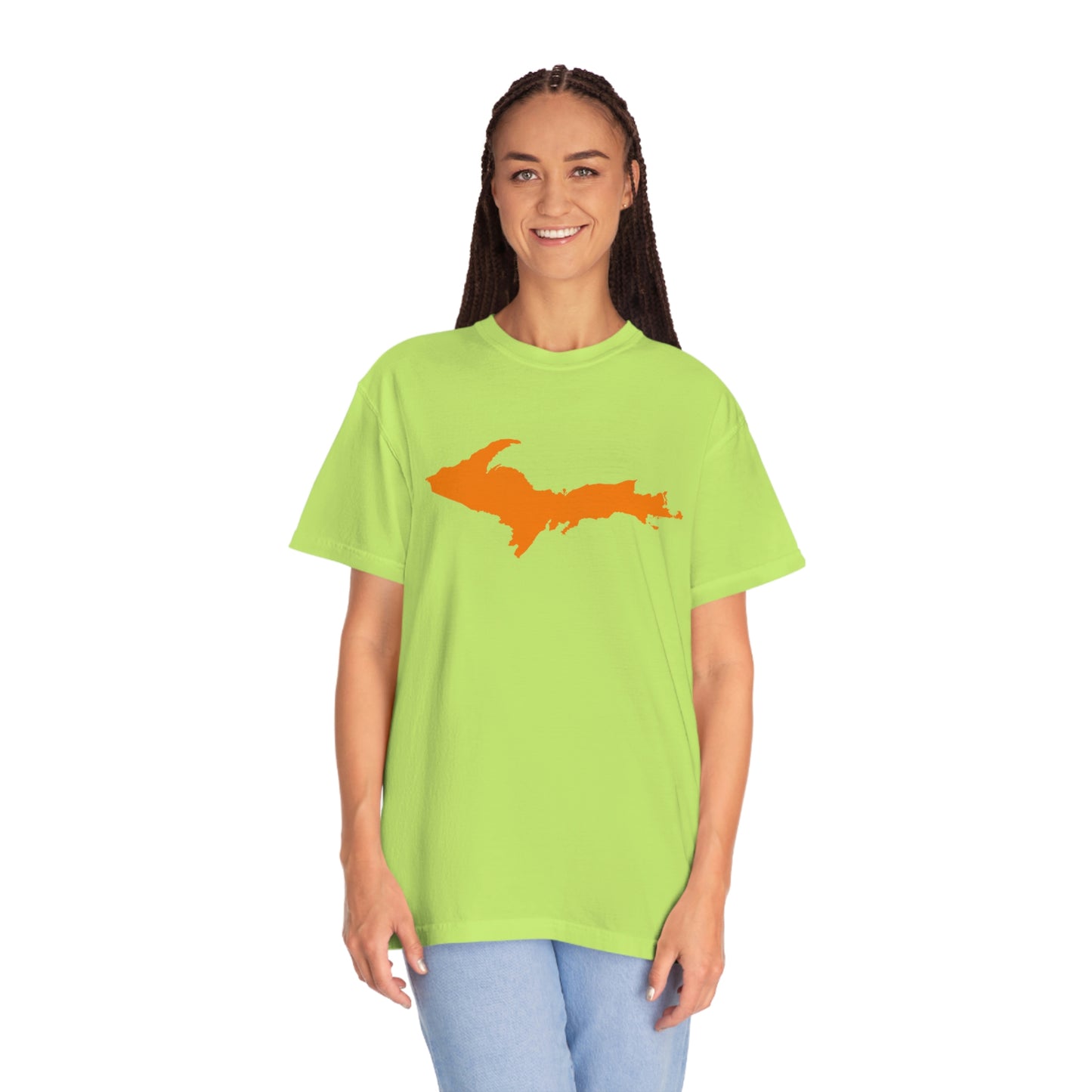 Michigan Upper Peninsula T-Shirt (w/ Orange UP Outline) | Unisex Garment-Dyed