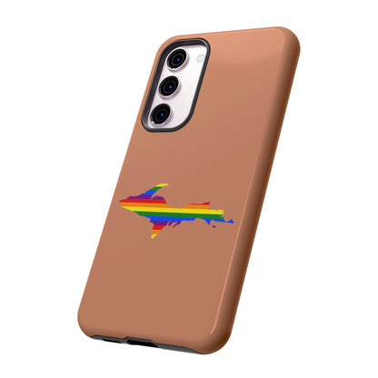 Michigan Upper Peninsula Tough Phone Case (Copper Color w/ UP Pride Flag Outline) | Samsung & Pixel Android