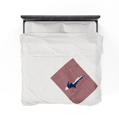 Michigan Upper Peninsula Plush Blanket (w/ UP Finland Flag Outline) | Cherry Blossom Pink