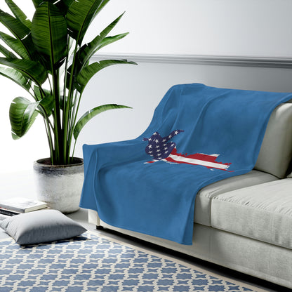 Michigan Upper Peninsula Plush Blanket (w/ UP USA Flag Outline) | Lake Superior Blue