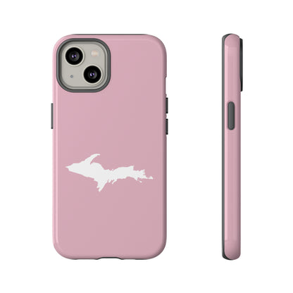 Michigan Upper Peninsula Tough Phone Case (Pink w/ UP Outline) | Apple iPhone