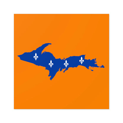 Michigan Upper Peninsula Square Sticker (Orange w/ UP Quebec Flag Outline) | Indoor/Outdoor