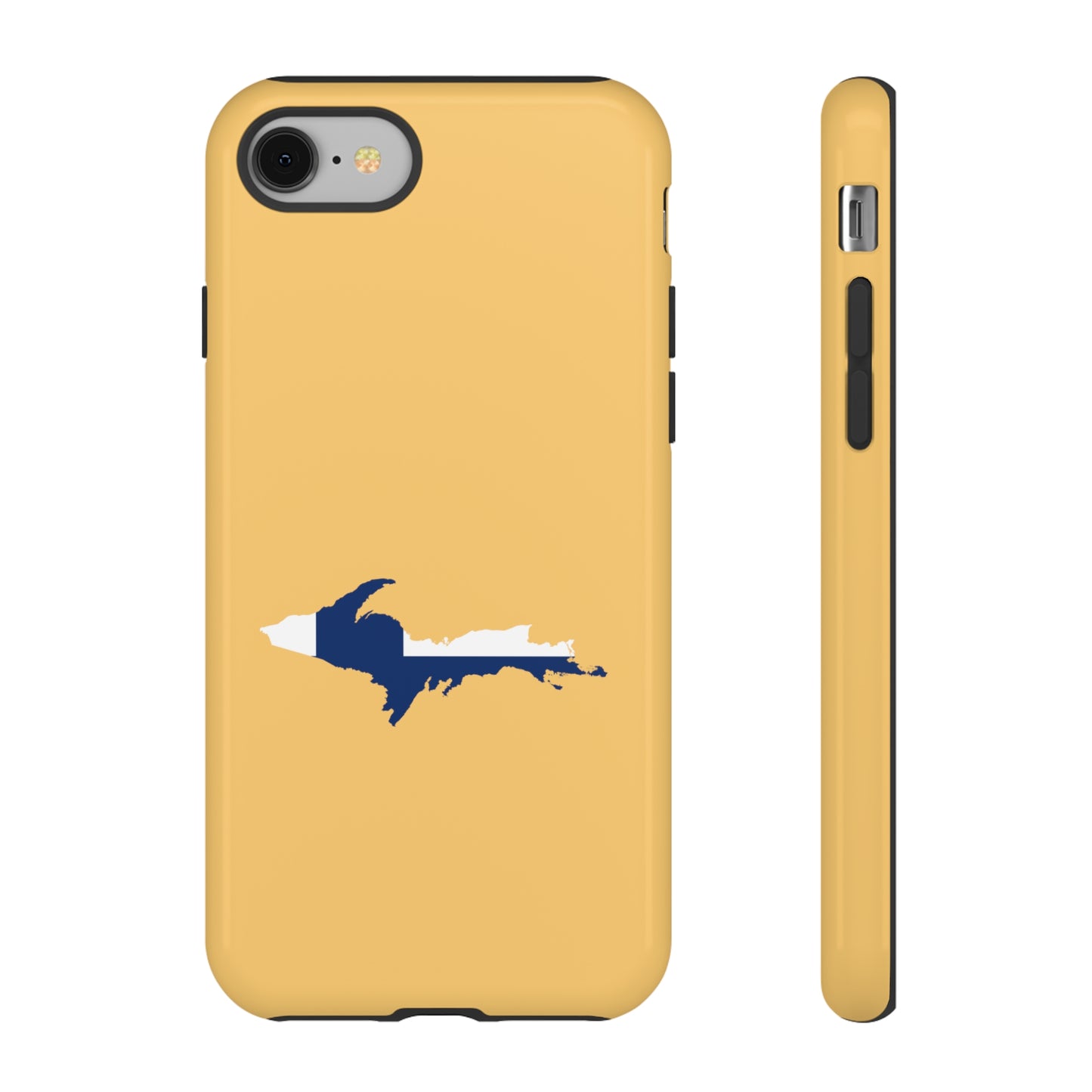 Michigan Upper Peninsula Tough Phone Case (Citrine w/ UP Finland Flag Outline) | Apple iPhone