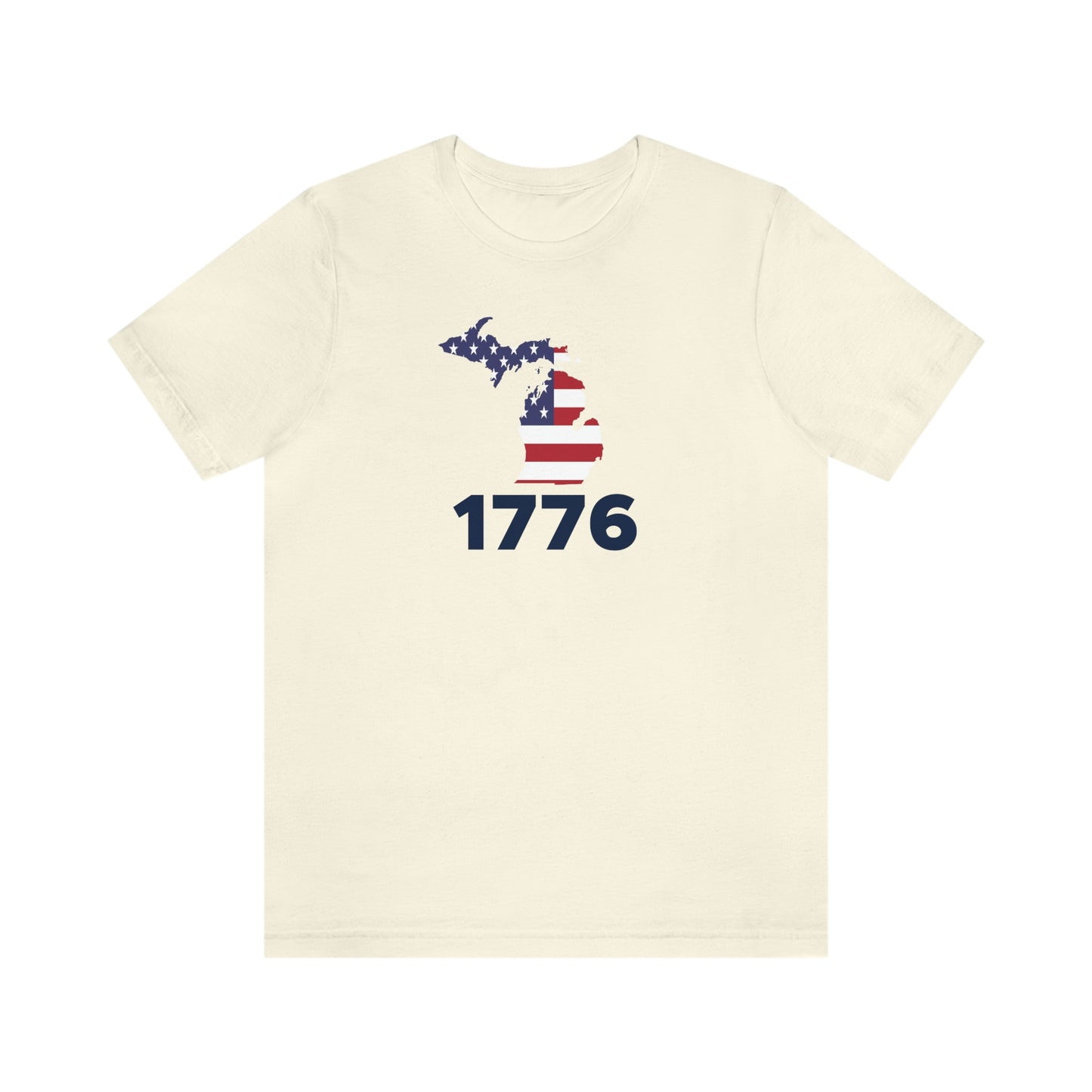 Michigan '1776' T-Shirt (Geometric Sans Font w/ MI USA Flag Outline) | Unisex Standard Fit