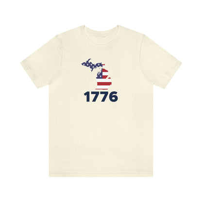 Michigan '1776' T-Shirt (Geometric Sans Font w/ MI USA Flag Outline) | Unisex Standard Fit