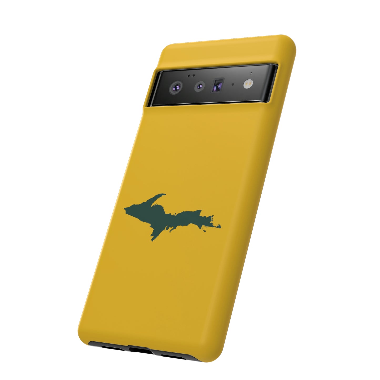 Michigan Upper Peninsula Tough Phone Case (Gold w/ Green UP Outline) | Samsung & Pixel Android