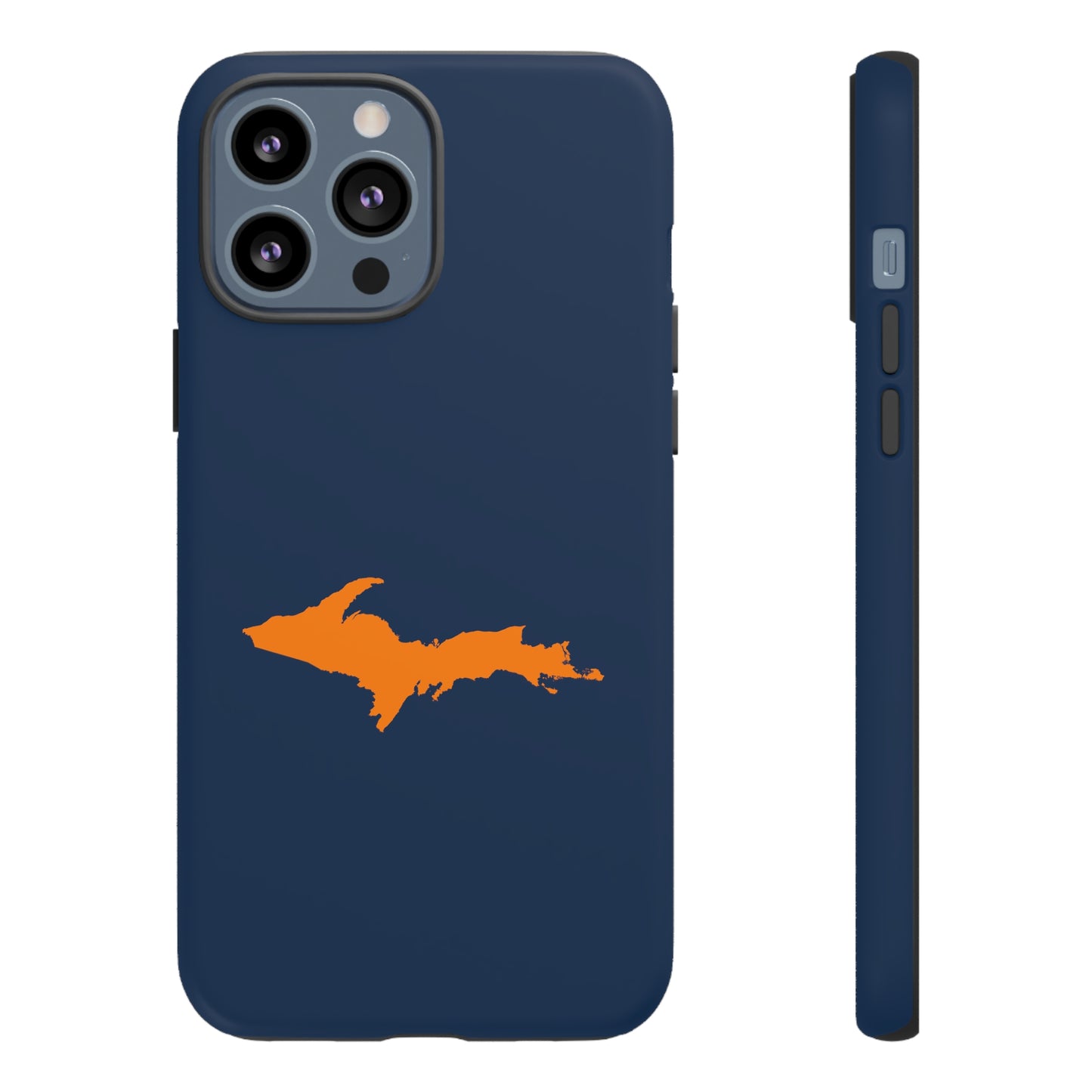 Michigan Upper Peninsula Tough Phone Case (Navy w/ Orange UP Outline) | Apple iPhone