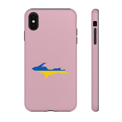 Michigan Upper Peninsula Tough Phone Case (Pink w/ UP Ukraine Flag Outline) | Apple iPhone