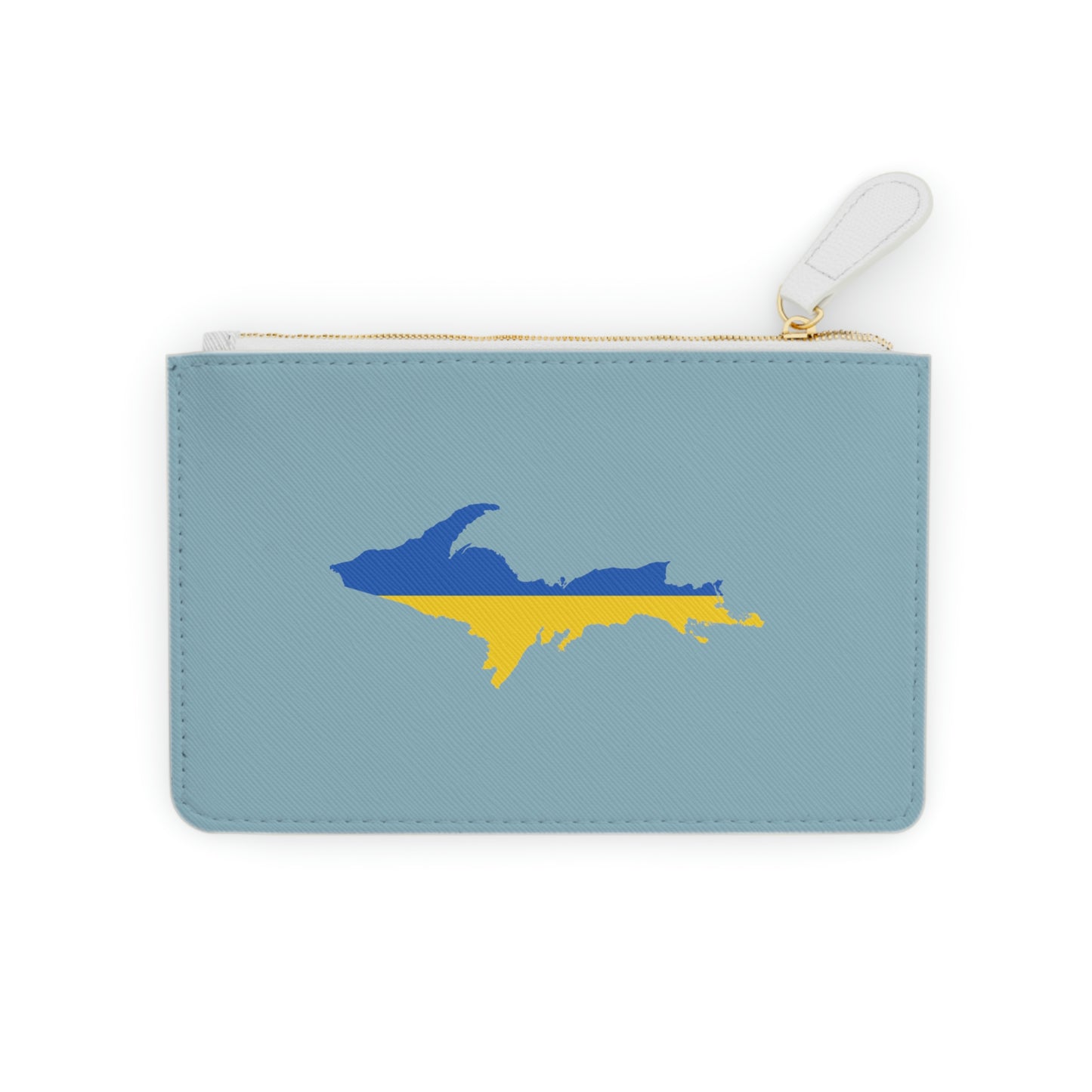 Michigan Upper Peninsula Mini Clutch Bag (Opal Blue w/ UP Ukraine Flag Outline)