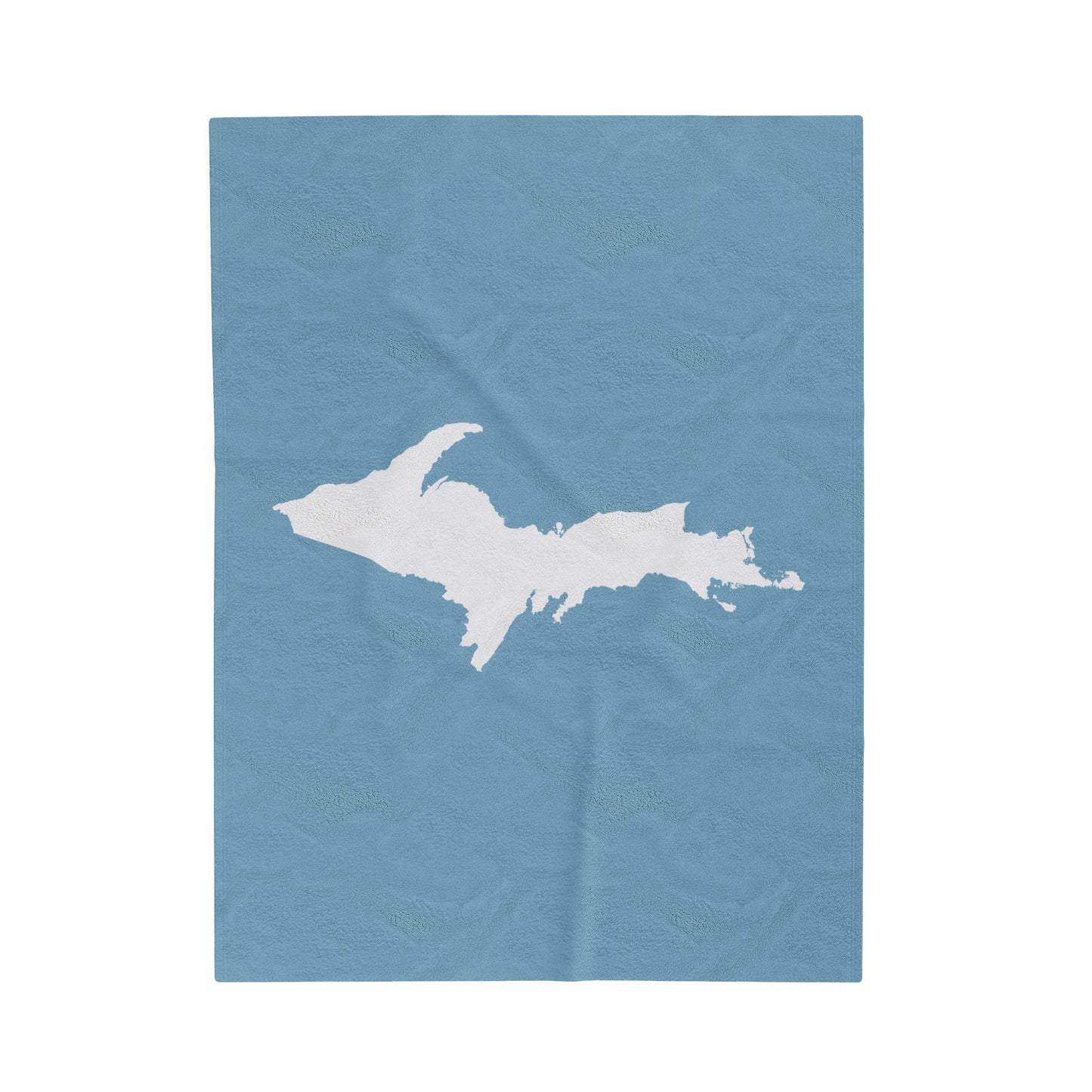 Michigan Upper Peninsula Plush Blanket (w/ UP Outline) | Opal Blue