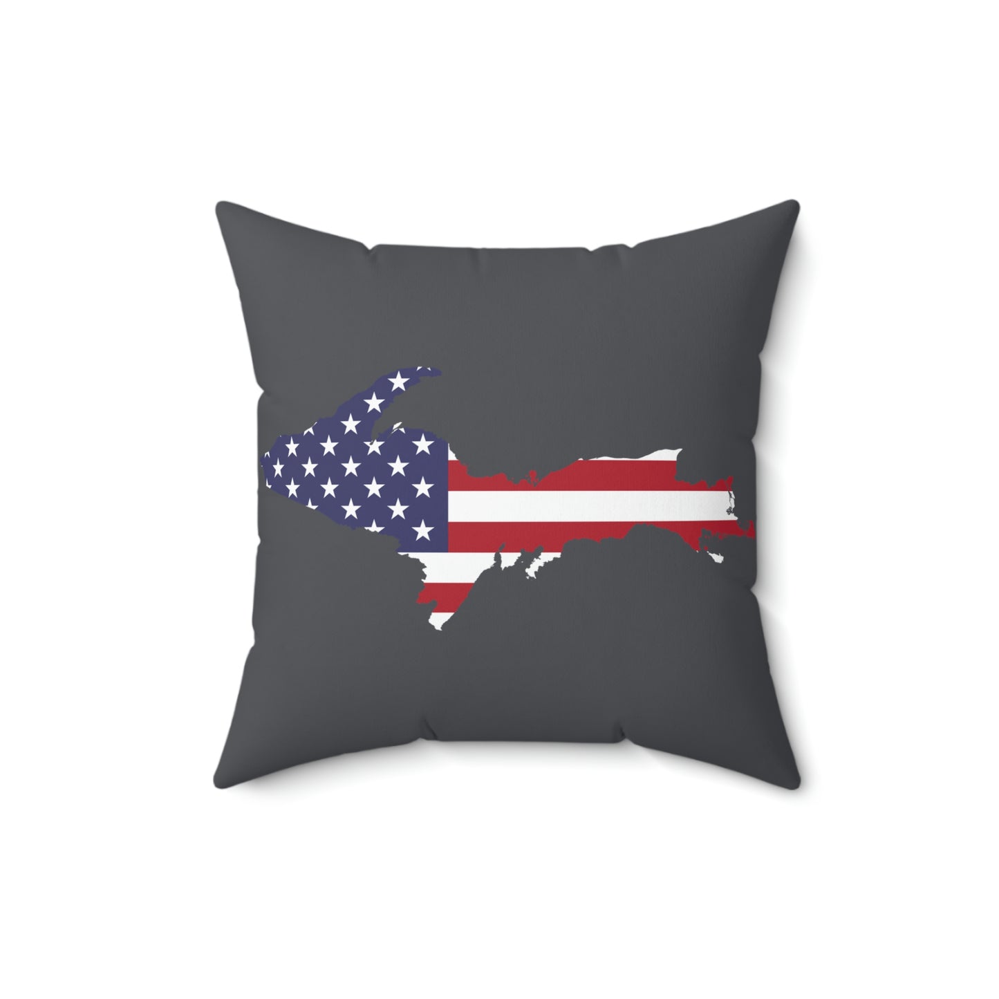 Michigan Upper Peninsula Accent Pillow (w/ UP USA Flag Outline) | Iron Ore Grey