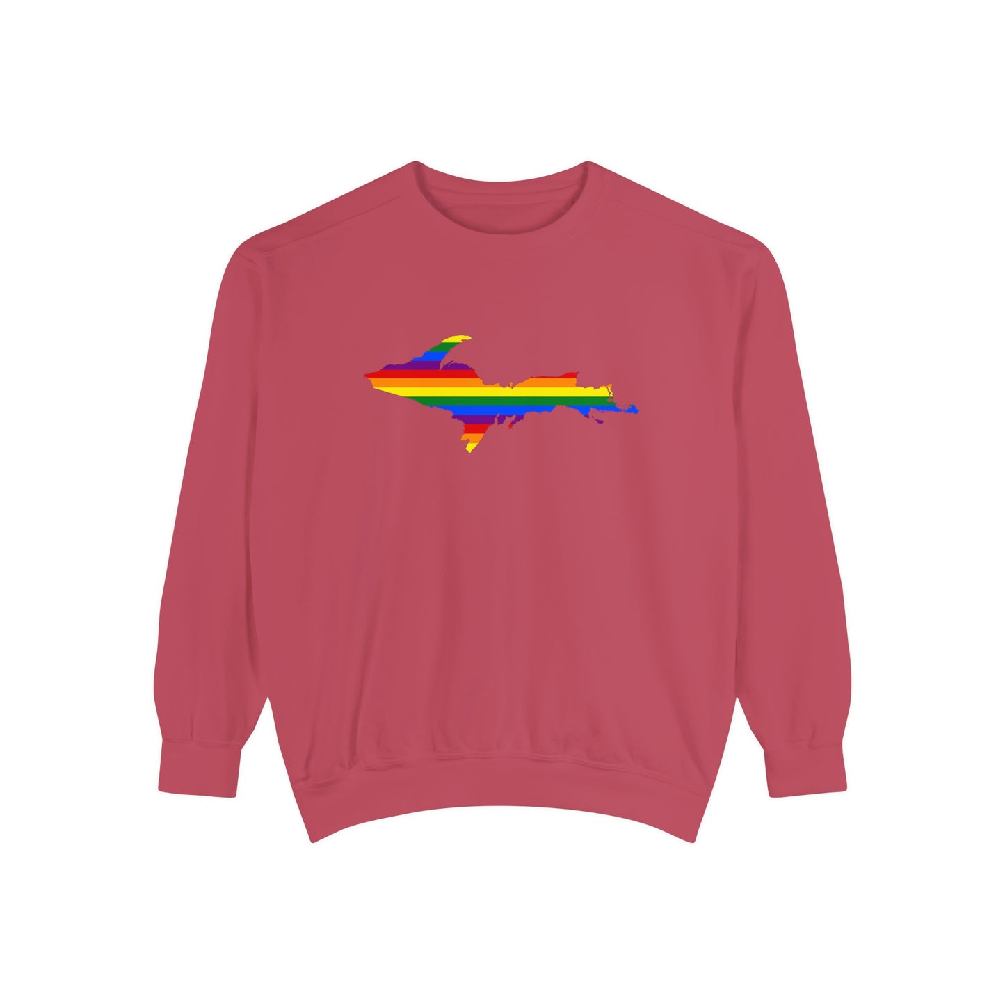 Michigan Upper Peninsula Sweatshirt (w/ UP Pride Flag Outline) | Unisex Garment Dyed