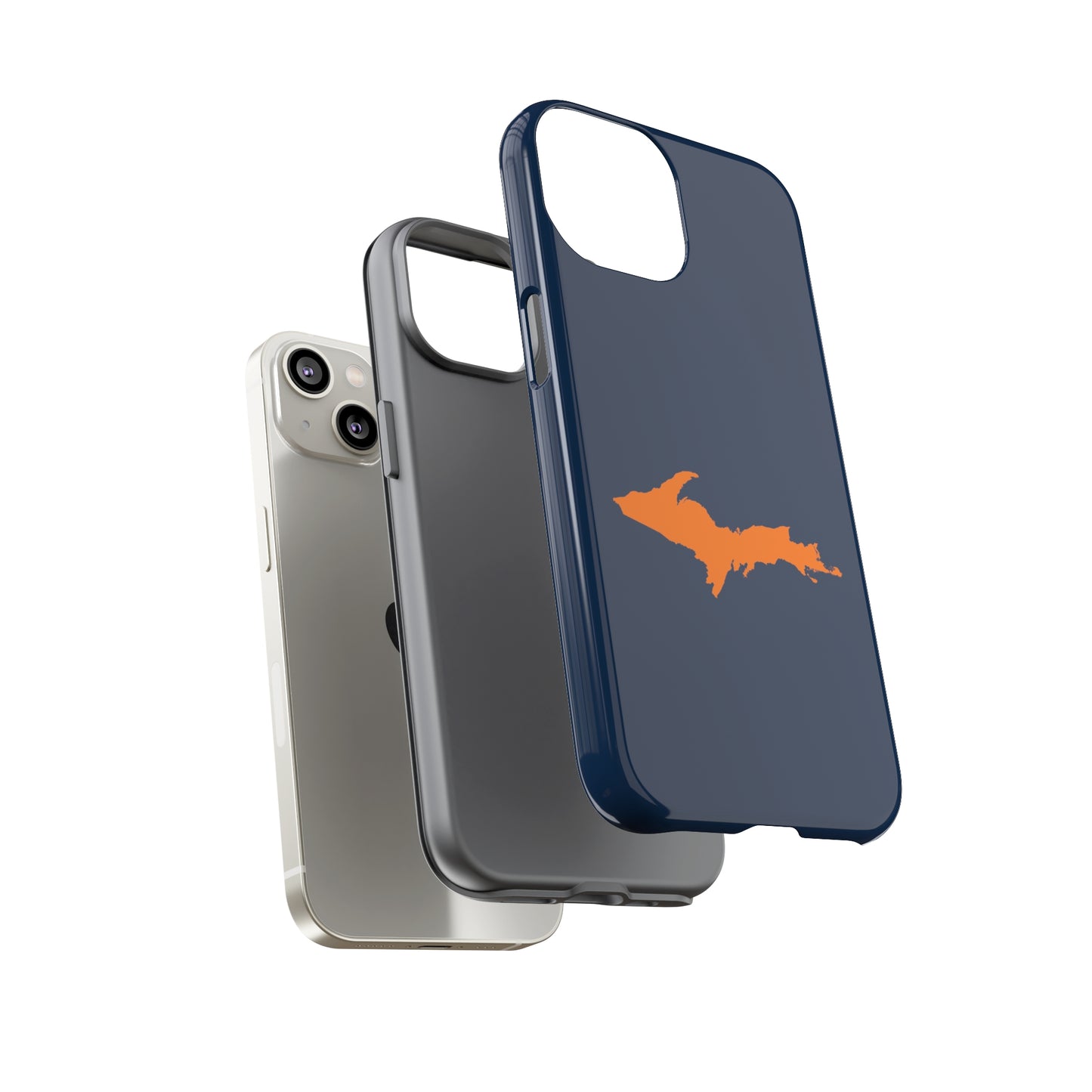 Michigan Upper Peninsula Tough Phone Case (Navy w/ Orange UP Outline) | Apple iPhone