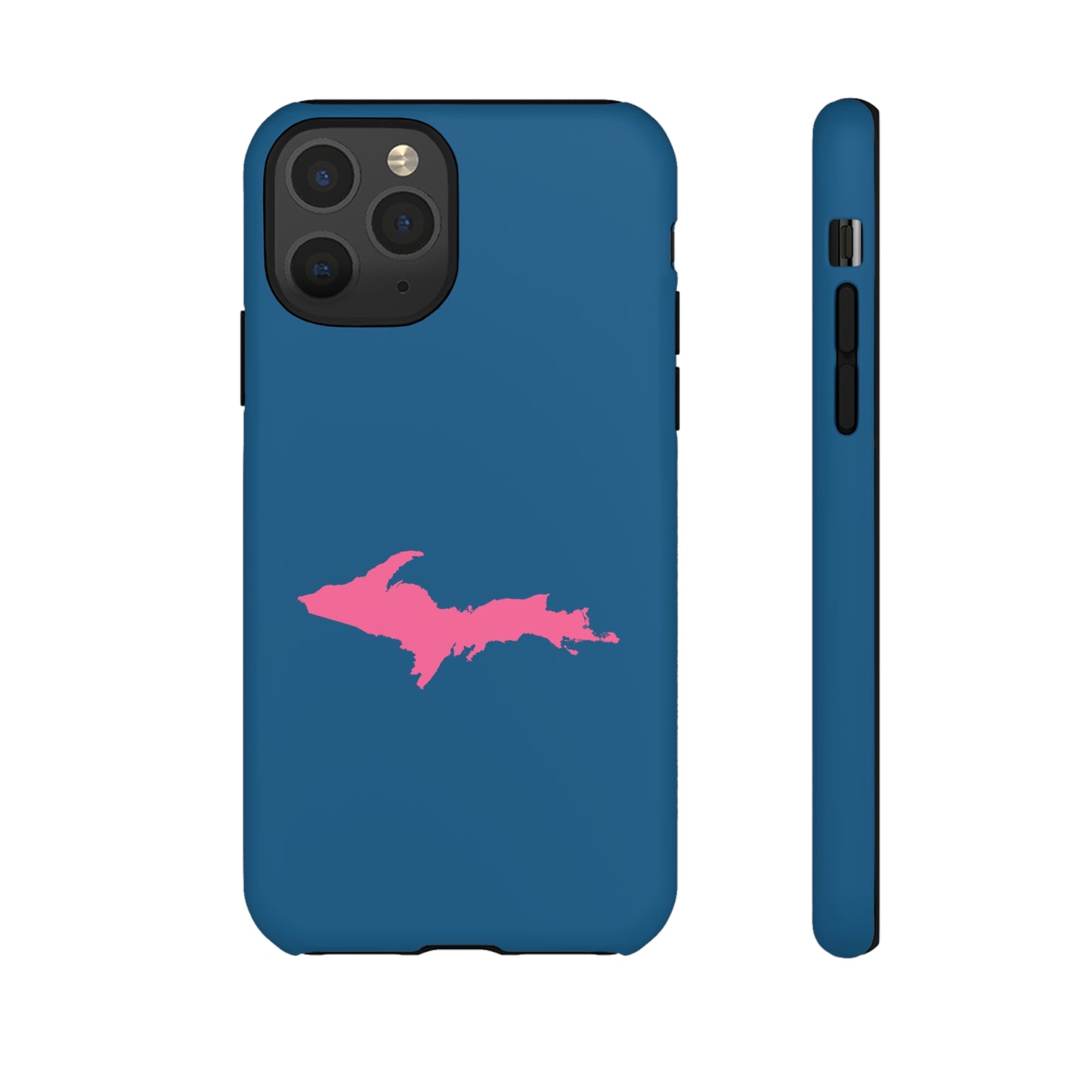 Michigan Upper Peninsula Tough Phone Case (Blueberry w/ Pink UP Outline) | Apple iPhone