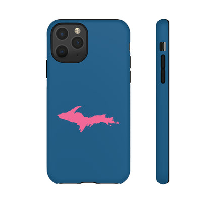 Michigan Upper Peninsula Tough Phone Case (Blueberry w/ Pink UP Outline) | Apple iPhone