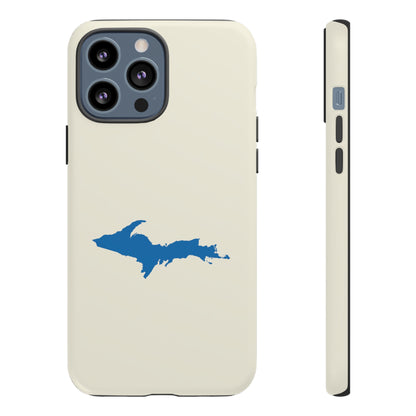 Michigan Upper Peninsula Tough Phone Case (Ivory Color w/ Azure UP Outline) | Apple iPhone