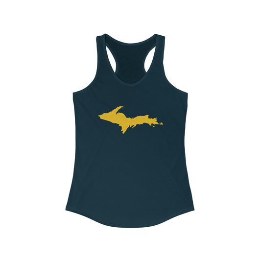 Michigan Upper Peninsula Tank Top (w/ Gold UP Outline) | Women's Racerback