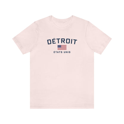 'Détroit États Unis' T-Shirt (w/USA Flag Outline) | Unisex Standard Fit