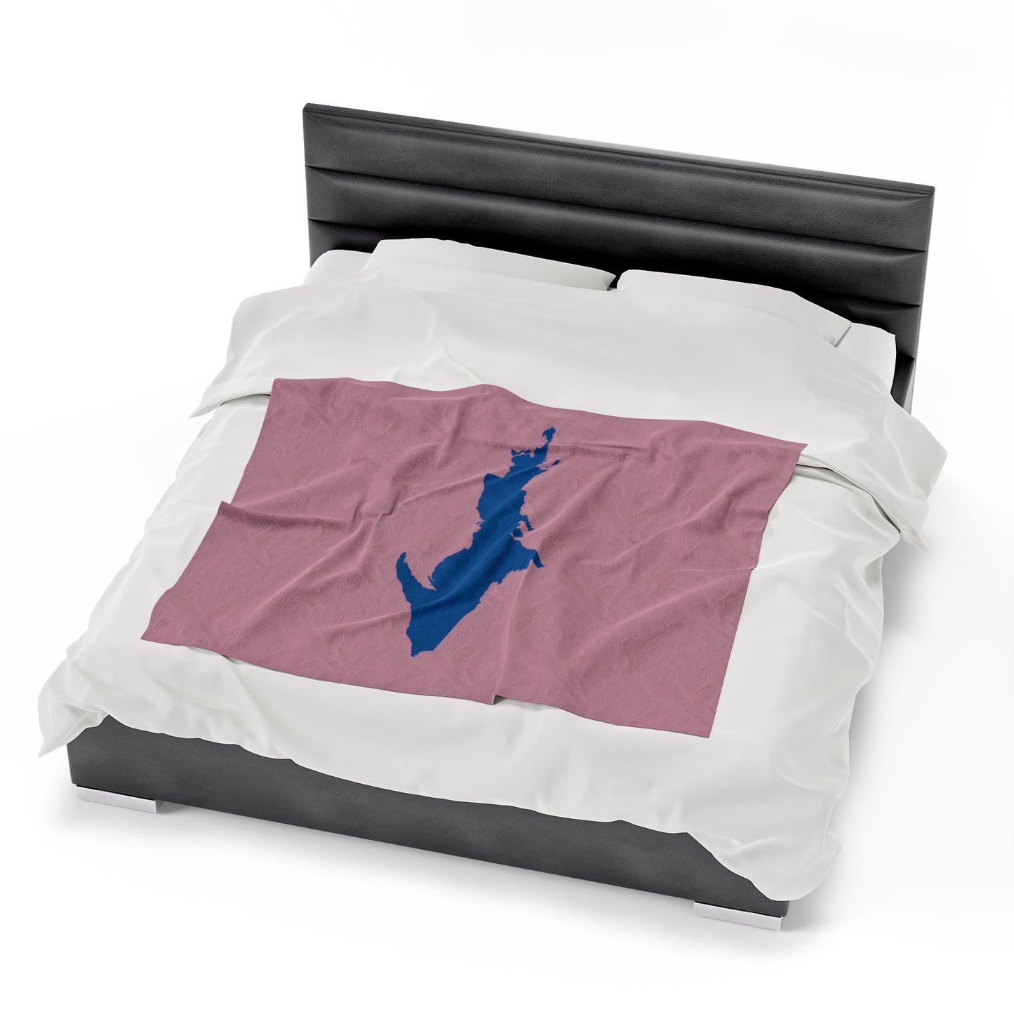 Michigan Upper Peninsula Plush Blanket (w/ Azure UP Outline) | Pink