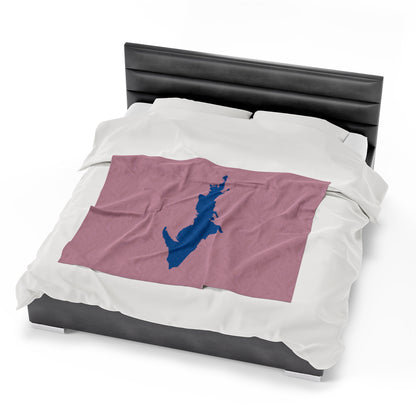 Michigan Upper Peninsula Plush Blanket (w/ Azure UP Outline) | Pink