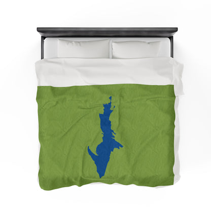 Michigan Upper Peninsula Plush Blanket (w/ Azure UP Outline) | Gooseberry Green