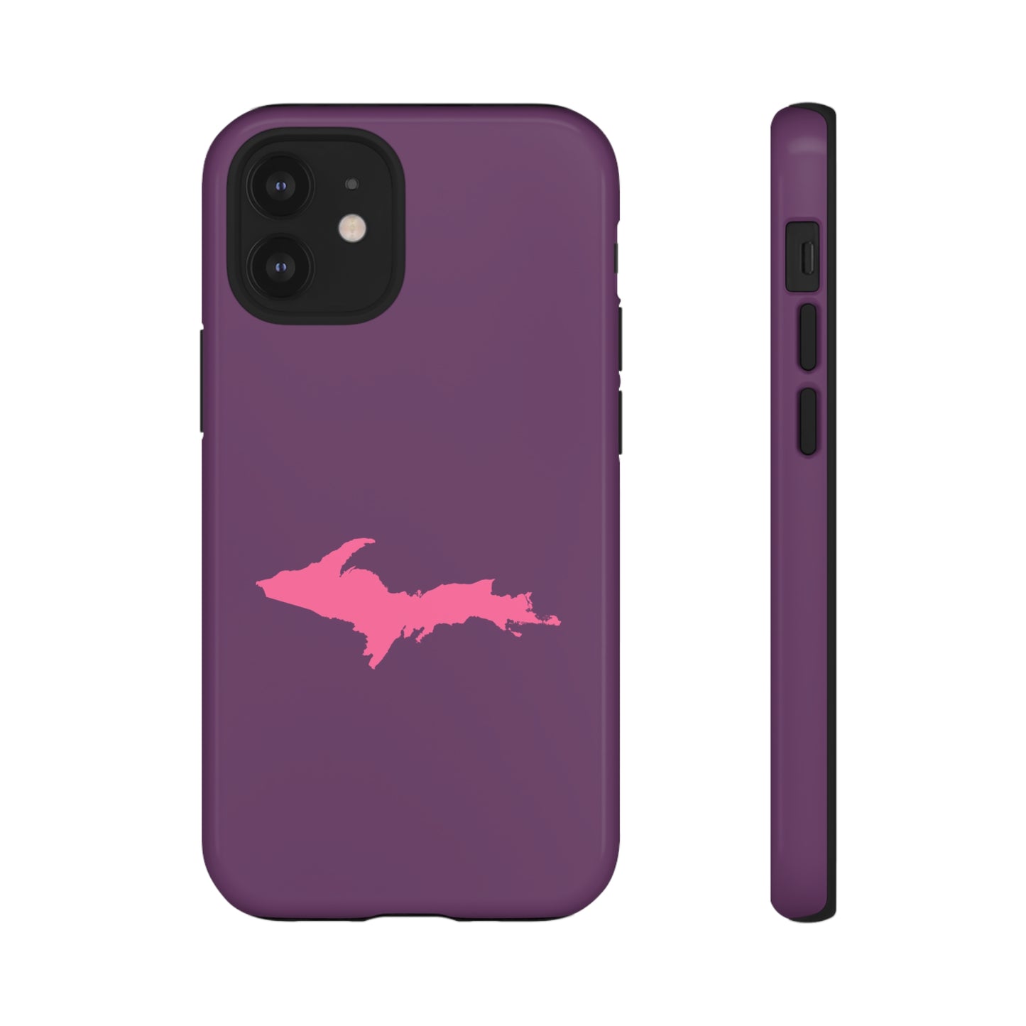 Michigan Upper Peninsula Tough Phone Case (Plum w/ Pink UP Outline) | Apple iPhone