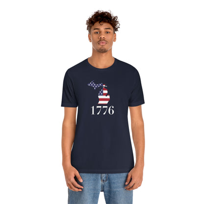 Michigan '1776' T-Shirt (Didone Font w/ MI USA Flag Outline) | Unisex Standard Fit