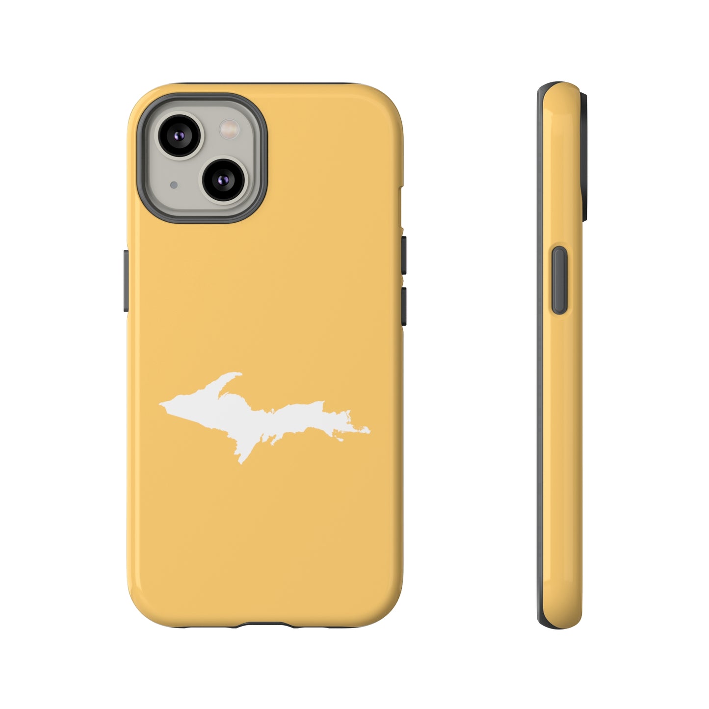 Michigan Upper Peninsula Tough Phone Case (Citrine Color w/ UP Outline) | Apple iPhone