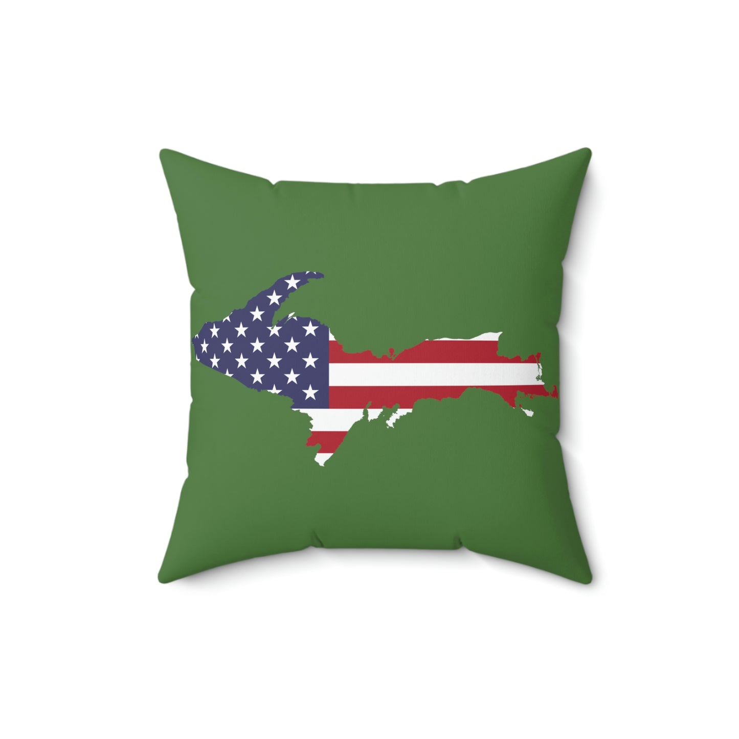 Michigan Upper Peninsula Accent Pillow (w/ UP USA Flag Outline) | Pine Green