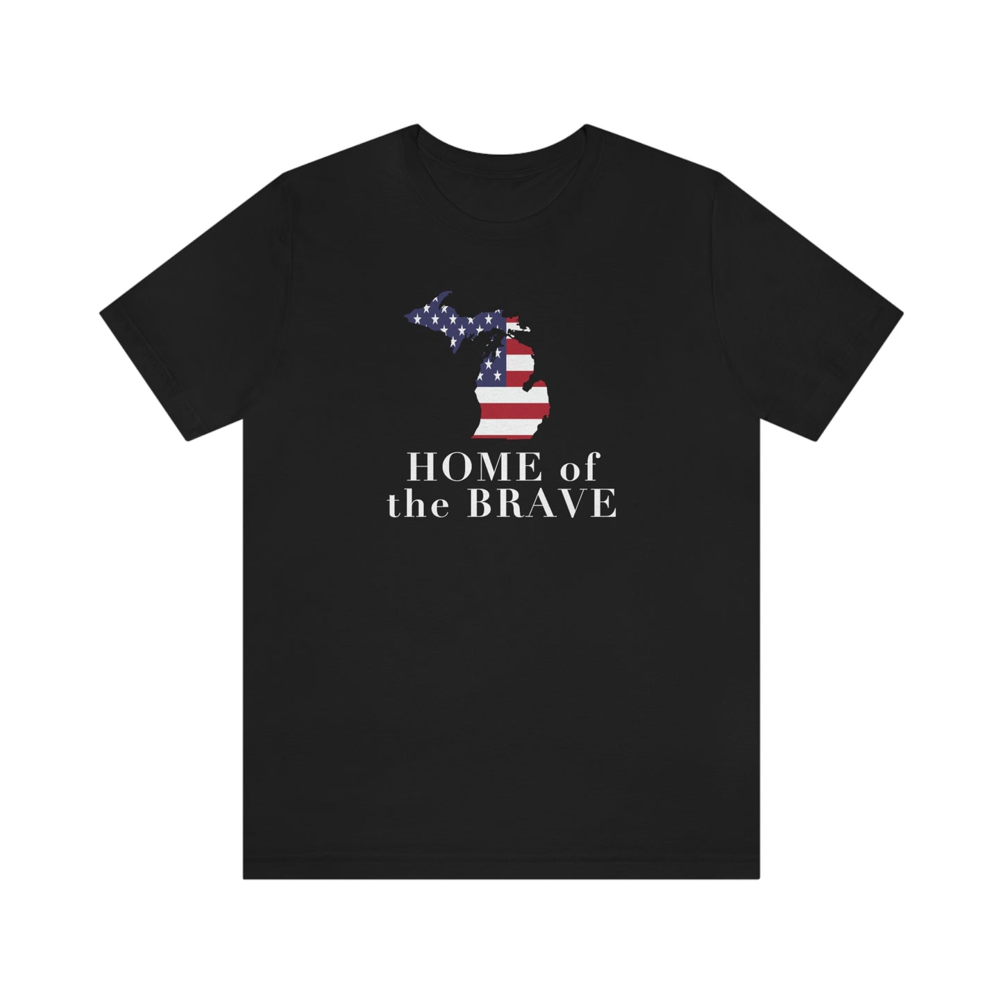 Michigan 'Home of the Brave' T-Shirt (Didone Font w/ MI USA Outline) | Unisex Standard Fit