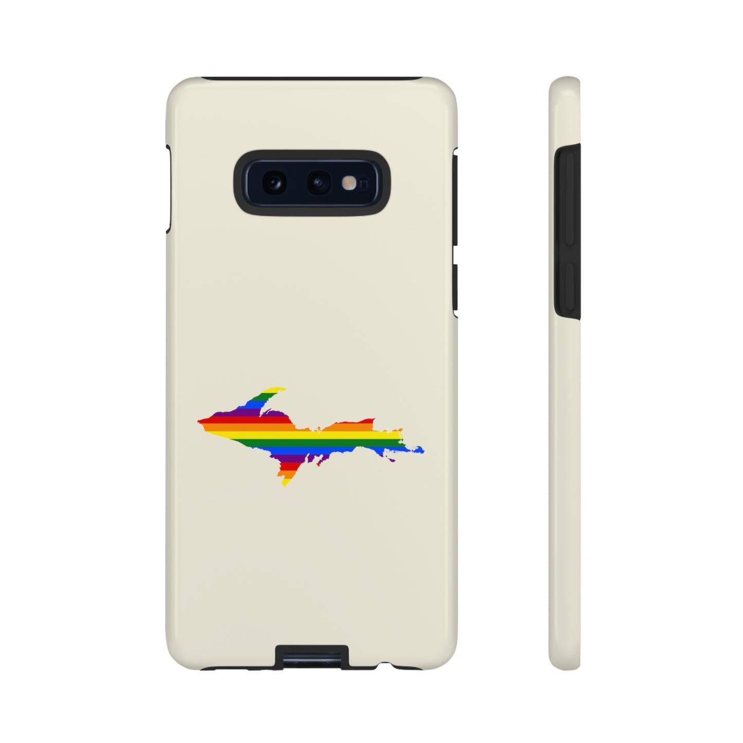 Michigan Upper Peninsula Tough Phone Case (Ivory Color w/ UP Pride Flag Outline) | Samsung & Pixel Android