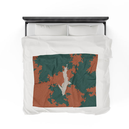 Michigan Upper Peninsula Plush Blanket (Copper Country Camo w/ UP Outline) | Canvas Color