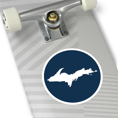 Michigan Upper Peninsula Round Stickers (Navy w/ UP Outline) | Indoor\Outdoor